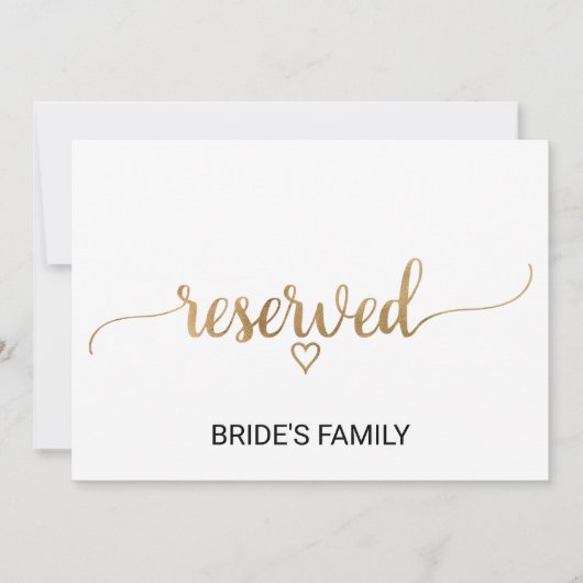 Invitation SIGNE RÉSERVÉ Mariage de calligraphie or simple (Devant)