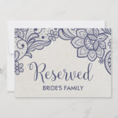 Invitation SIGNE RÉSERVÉ Mariage de dentelle Burlap et Navy (Dos)