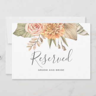 Invitation Signe réservé pour le Mariage floral Boho à feuill