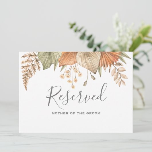 Invitation Signe réservé pour le Mariage floral Boho à feuill (Debout devant)
