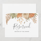 Invitation Signe réservé pour le Mariage floral Boho à feuill (Devant / Derrière)
