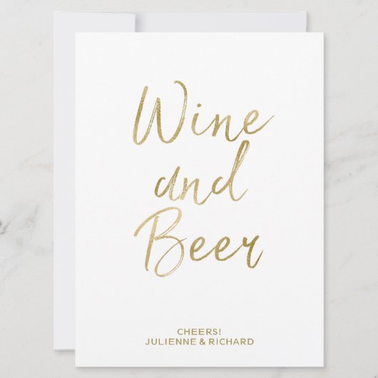 Invitation SIGNE VIN ET BIÈRE | Main Or Stylish Lettrée (Devant)