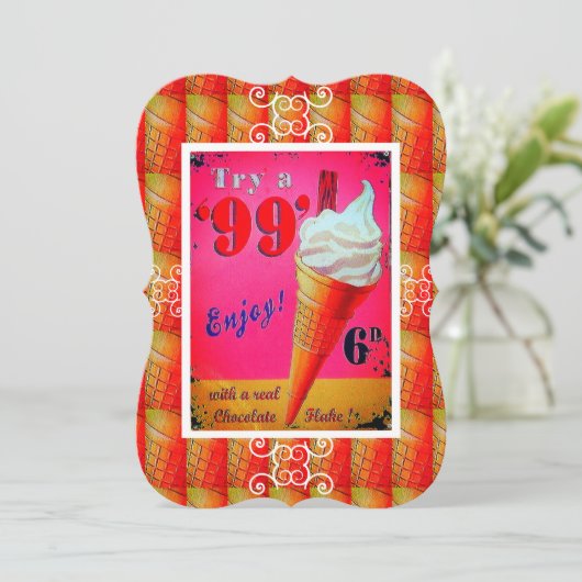 Invitation Signe vintage du glacier (Debout devant)