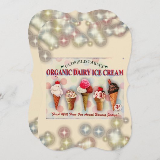 Invitation Signe vintage du glacier (Devant / Derrière)