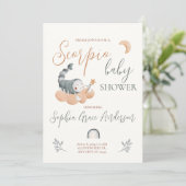 Invitation Signe zodiaque : baby shower Scorpio (Debout devant)