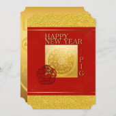 Invitation SIGNE Zodiaque porc coupé chinois Année 2019 fête  (Devant / Derrière)