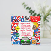 Invitation Signes de route colorés, fête d'anniversaire (Debout devant)