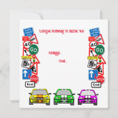 Invitation Signes de route colorés, fête d'anniversaire (Dos)