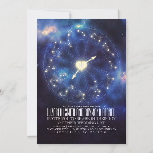 Invitation Signes zodiaques | Mariage de nuit étoilé (Devant)