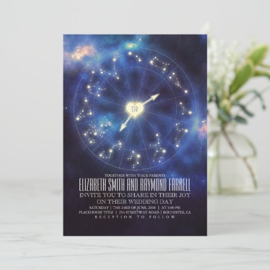 Invitation Signes zodiaques | Mariage de nuit étoilé (Debout devant)