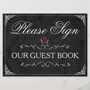 Invitation Signez Notre GuestBook Signe Halloween Skeletons