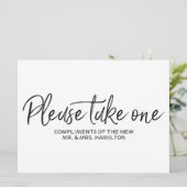 Invitation "S'il vous plaît prenez un" Mariage Faveurs Signet (Debout devant)