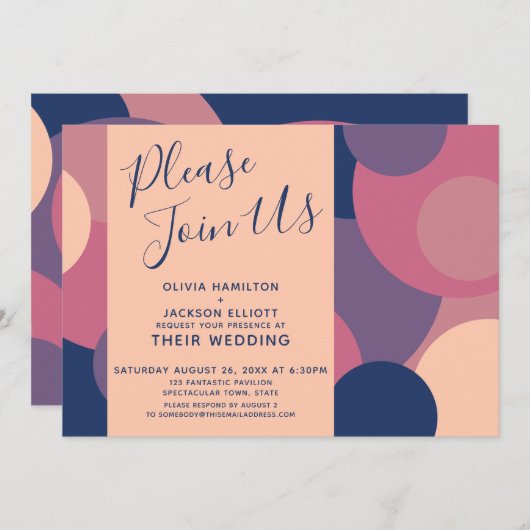 Invitation S'il vous plaît, rejoignez-nous le Mariage Cercles (Devant / Derrière)