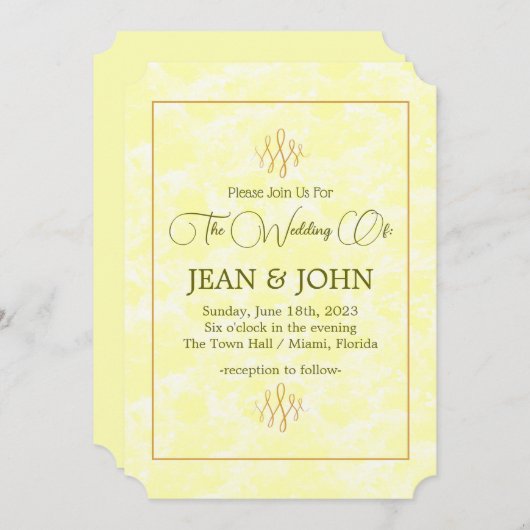 Invitation S'Il Vous Plaît Rejoignez-Nous Pour Le Mariage À L (Devant / Derrière)