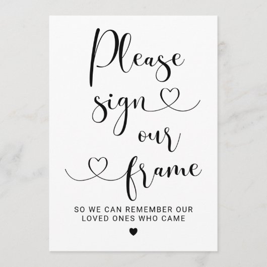 Invitation S'il vous plaît signer notre Frame Heart Script Ma (Devant)