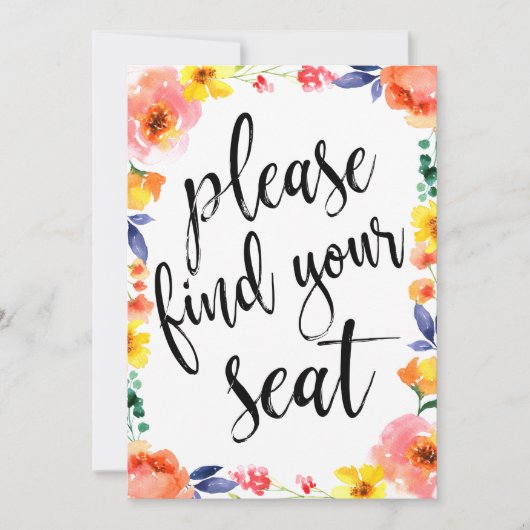 Invitation S'Il Vous Plaît Trouver Votre Siège Abordable Boho (Devant)