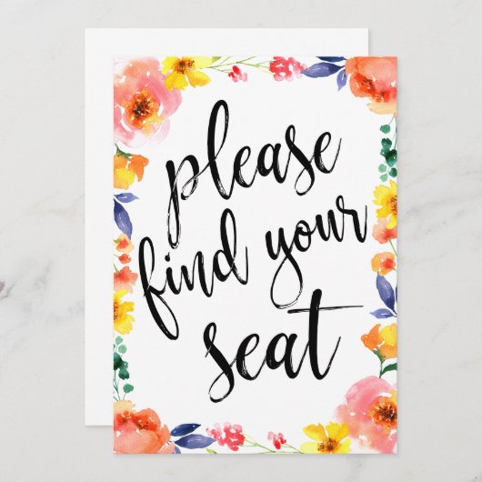 Invitation S'Il Vous Plaît Trouver Votre Siège Abordable Boho (Devant / Derrière)