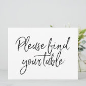 Invitation "S'il vous plaît trouver votre table" Étiquette (Debout devant)