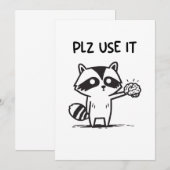 Invitation S'Il Vous Plaît Utiliser - Funny Racoon Sarcastiqu (Devant / Derrière)