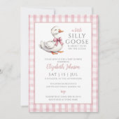 Invitation Silencieux Baby shower rose oie Photo QR Code (Devant)