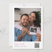 Invitation Silencieux Baby shower rose oie Photo QR Code (Dos)