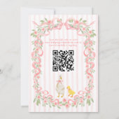 Invitation Silencieux Bow rose Bow Floral QR Code Baby shower (Dos)