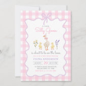 Invitation Silencieux Goose Rose En vichy Bow Duck Baby showe (Devant)