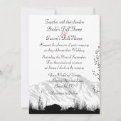 Invitation Silhouette Cerf et Montagnes Noir, Blanc Mariage (Dos)