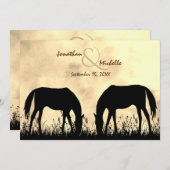Invitation Silhouette Chevaux Pâturage dans le champ Mariage  (Devant / Derrière)