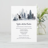 Invitation Silhouette de cerf de la forêt bleu-gris foncé (Debout devant)