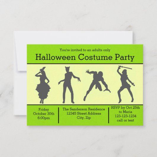 Invitation Silhouette de costume Vert-Invitation pour soirée  (Devant)
