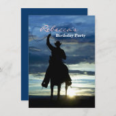 Invitation Silhouette de cowboy d'équitation de coucher du (Devant / Derrière)