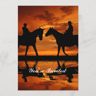 Invitation Silhouette de cowboy équitation Western Sunset
