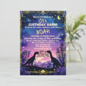 Invitation Silhouette de dino avec thème de dinosaure de nuit (Debout devant)