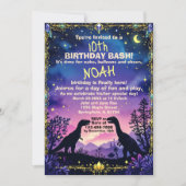 Invitation Silhouette de dino avec thème dinosaure nocturne (Devant)