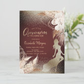Invitation Silhouette de fille, fleurs boho florales herbe de (Debout devant)