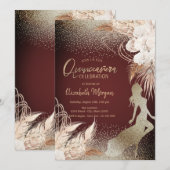 Invitation Silhouette de fille, fleurs boho florales herbe de (Devant / Derrière)