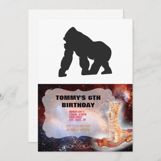 Invitation Silhouette de Gorille (Devant / Derrière)