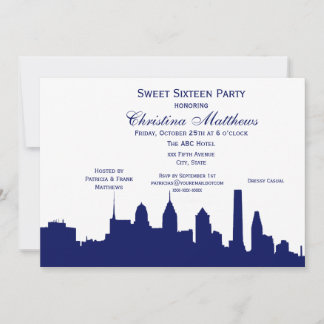 Invitation Silhouette de la marine de Philadelphie Sweet 16