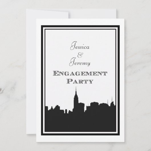 Invitation Silhouette de la skyline de NYC #2 DIY Engagement (Devant)