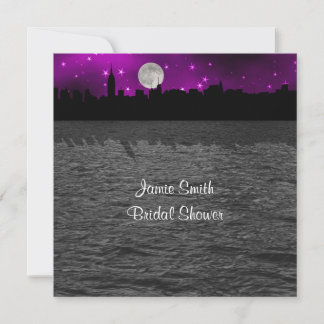 Invitation Silhouette de la ville de New York sous la lune vi