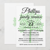 Invitation Silhouette de l'arbre vert de la réunion de la fam (Devant / Derrière)