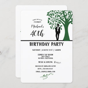 Invitation Silhouette de l'homme de la fête du 40e anniversai