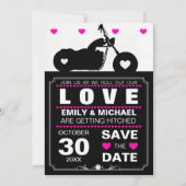 Invitation Silhouette de moto noir et blanc, Save the Date (Devant)