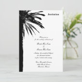 Invitation Silhouette de palmier noir tropical mariage plage (Debout devant)
