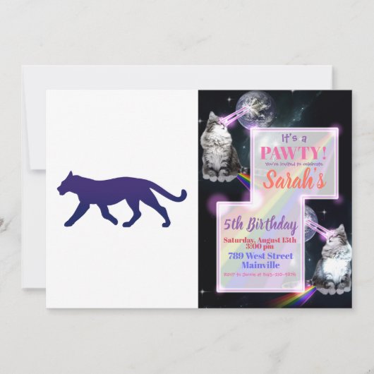 Invitation Silhouette de panthère violette - Choisir la coule (Devant)