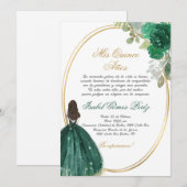 Invitation Silhouette de Quinceanera vert émeraude (Devant / Derrière)