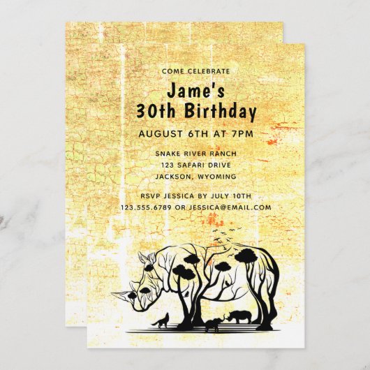 Invitation Silhouette de Rhino Tree (Devant / Derrière)