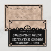 Invitation Silhouette de rouages, 3,5"" rsvp du mariage x5 (Devant / Derrière)