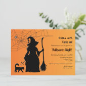 Invitation Silhouette de Sorcière Soirée d'Halloween (Debout devant)